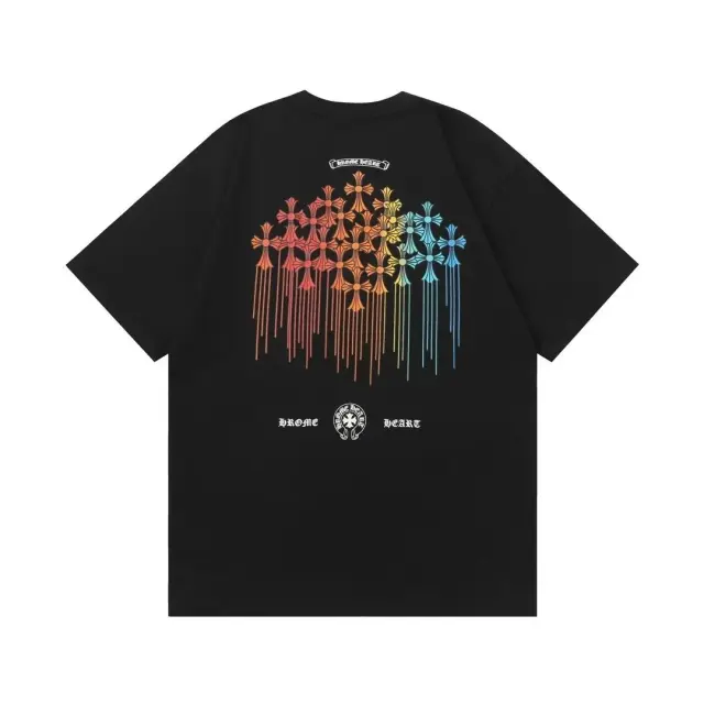 Chrome Hearts Multi Color Drip Cross T-Shirt Black