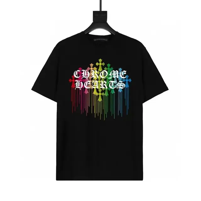 Chrome Hearts Multicolor Dripping Crosses T-Shirt Black