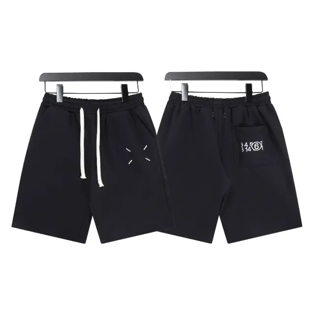 MM6 Maison Margiela Black Stitch Logo Shorts