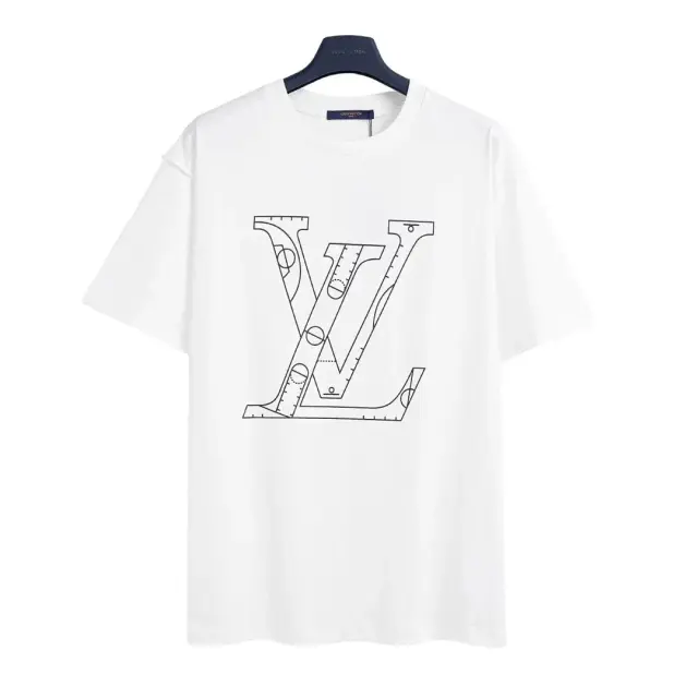 Louis Vuitton Ruler Outline LV Logo T-Shirt White