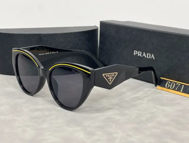 Prada Cat-Eye Sunglasses Black Yellow