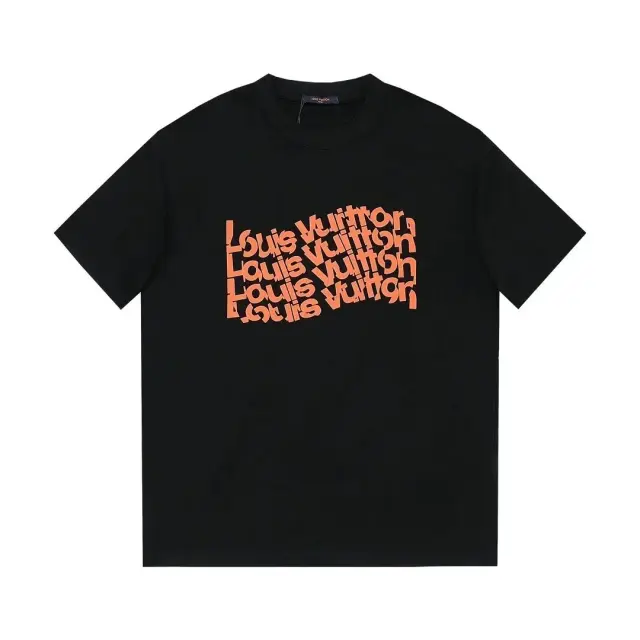 Louis Vuitton Wave Logo T-Shirt Black Orange