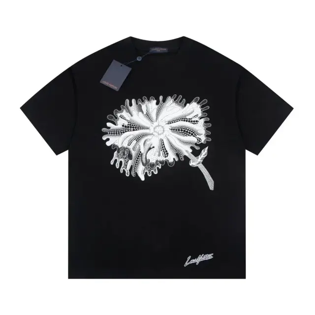 Louis Vuitton Flower Graphic T-Shirt Black White