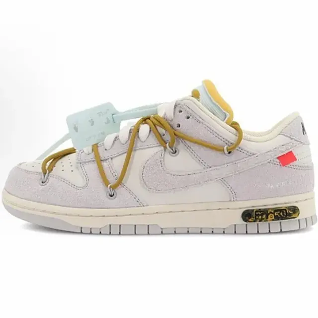 Nike x Off-White Dunk Low Grey and White with Yellow Laces