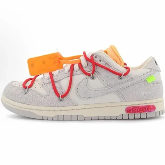 Nike x Off-White Dunk Low Grey and White with Red Laces