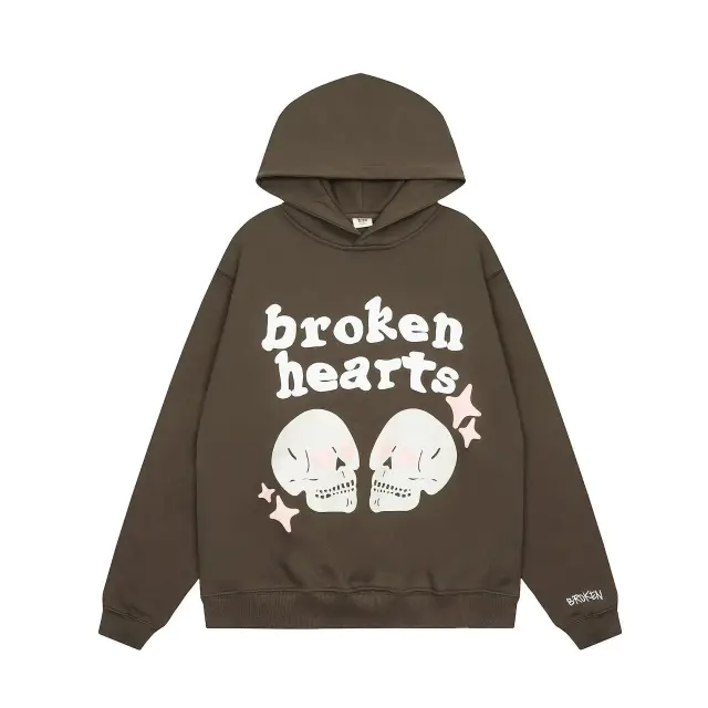 Broken Planet Broken Hearts Hoodie Brown