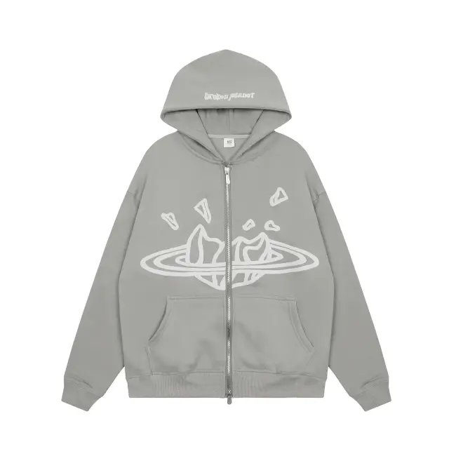 Broken Planet Zip Up Hoodie Grey