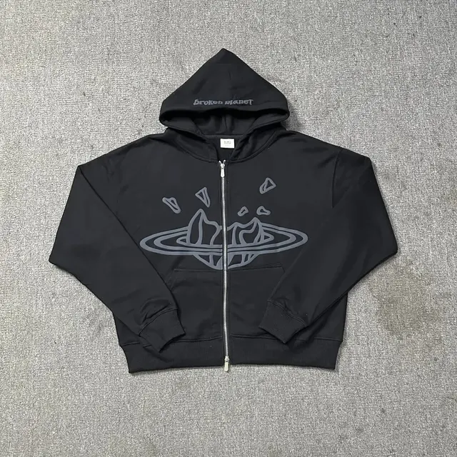 Broken Planet Black Zip Hoodie