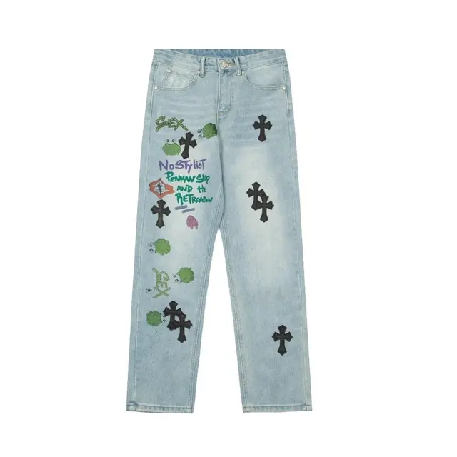 Chrome Hearts Cross Patch Light Blue Jeans