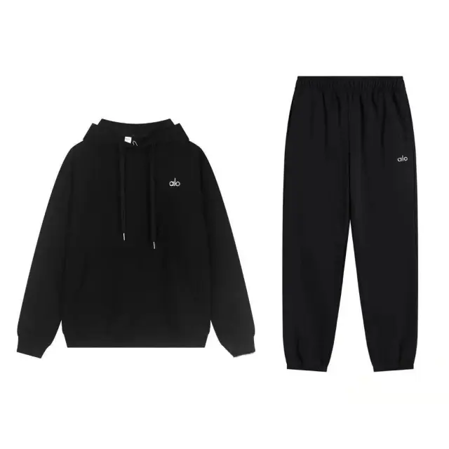 Alo Yoga Hooded Jogger Set Black