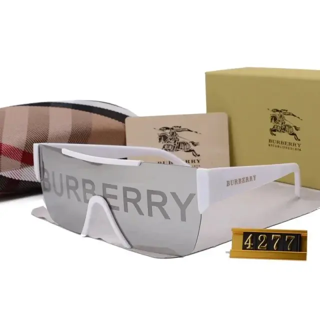 Burberry Shield White Sunglasses with Mirror Lenses