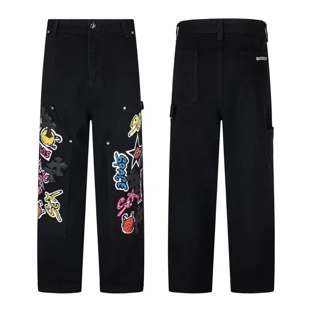 Chrome Hearts Graffiti Patch Black Jeans