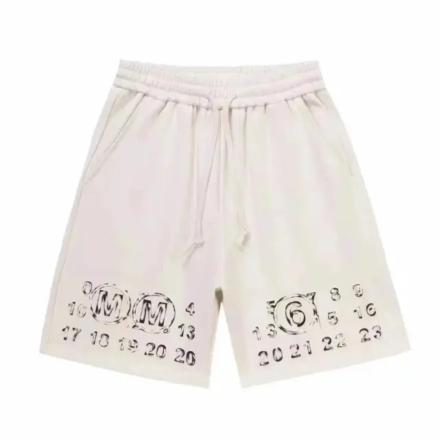 Maison Margiela MM Logo Number Print Shorts White