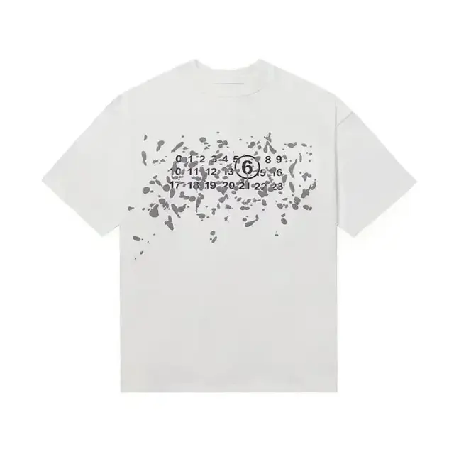 MM6 Maison Margiela Paint Splatter Numeric Logo T-Shirt White