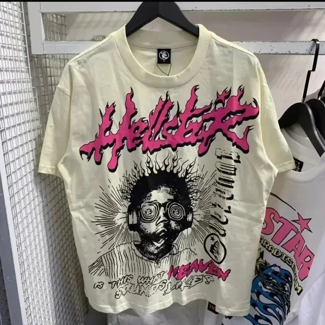 Hellstar Is This What Heaven Sounds Like T-Shirt Off White Pink