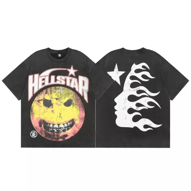 Hellstar Graphic Smile Fire T-Shirt Black