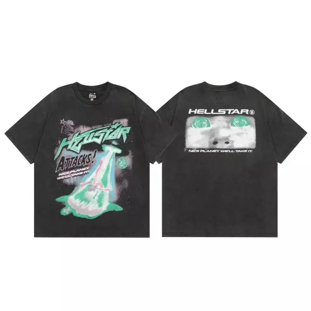 Hellstar Attacks Alien UFO T-Shirt Black