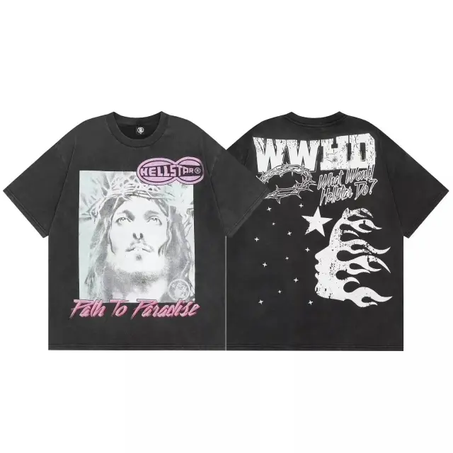 Hellstar Wwhd Jesus Dark Grey T-Shirt