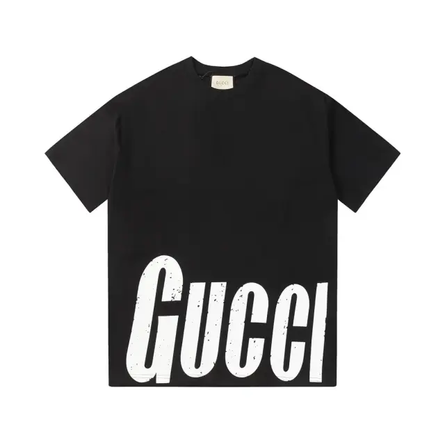 Gucci Distressed Logo Black T-Shirt