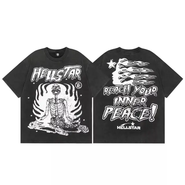 Hellstar Meditating Skeleton T-Shirt Black