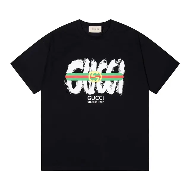 Gucci Brushstroke Web Stripe Black T-Shirt