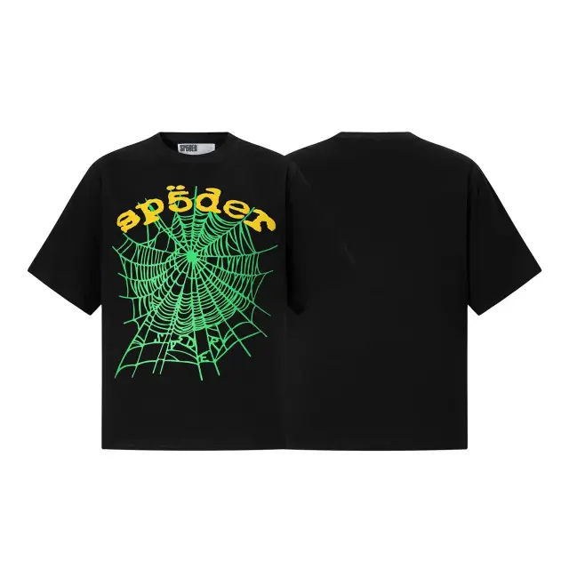 SP5DER Web Print T-Shirt Black Green Yellow