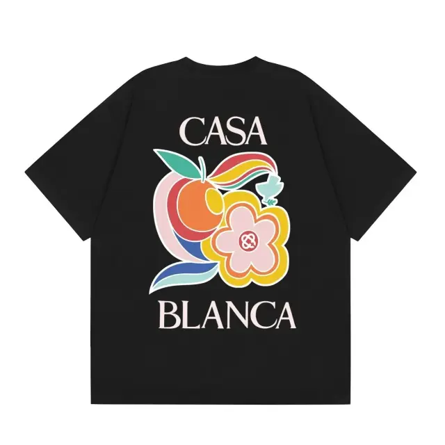 Casablanca Peach & Flower T-Shirt Black