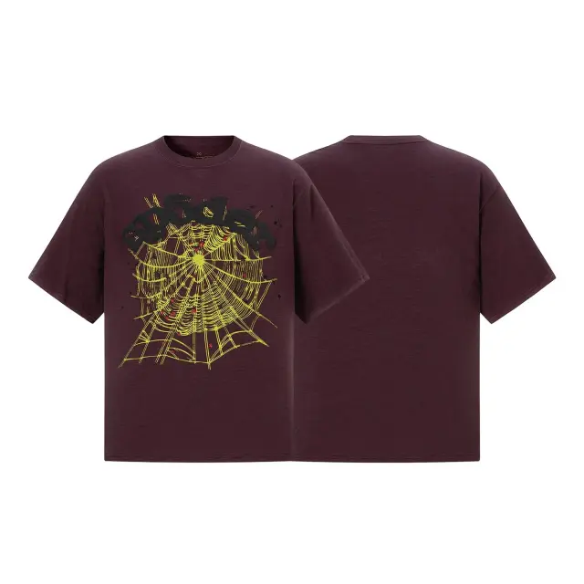 SP5DER Web Print T-Shirt Burgundy