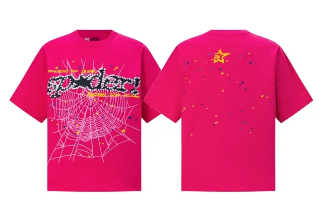 Sp5der Web Rhinestone T-Shirt Pink