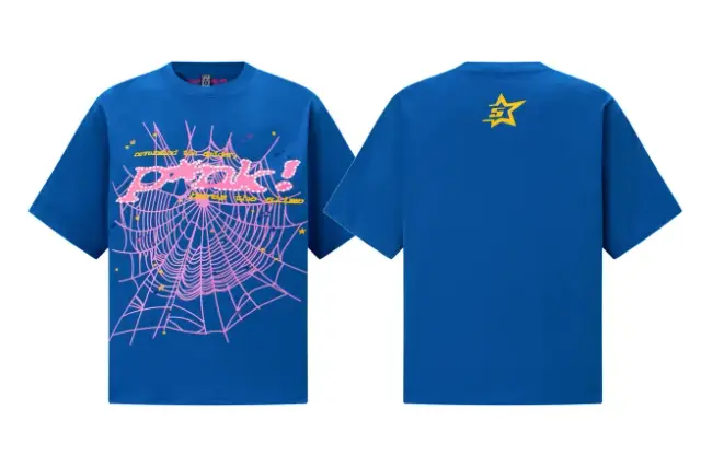 Sp5der Web Rhinestone T-Shirt Blue