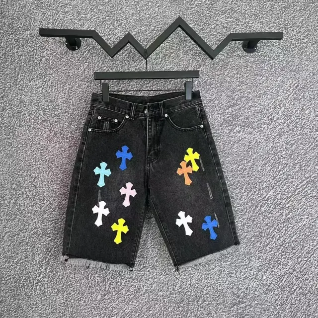 Chrome Hearts Cross Patch Denim Shorts Black Multi