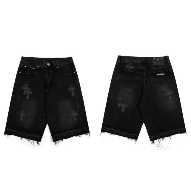 Chrome Hearts Cross Patch Denim Shorts Black