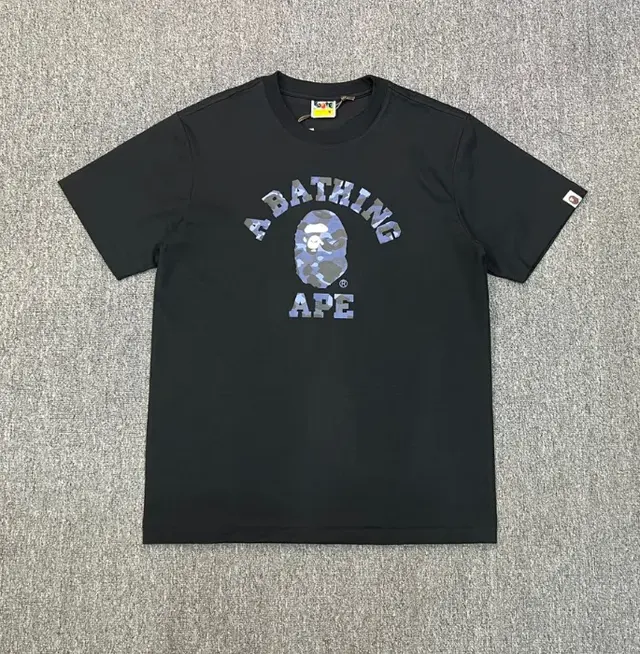 A Bathing Ape Blue Camo College T-Shirt Black