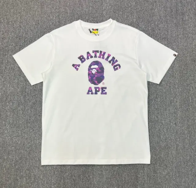 A Bathing Ape Purple Camo College T-Shirt White