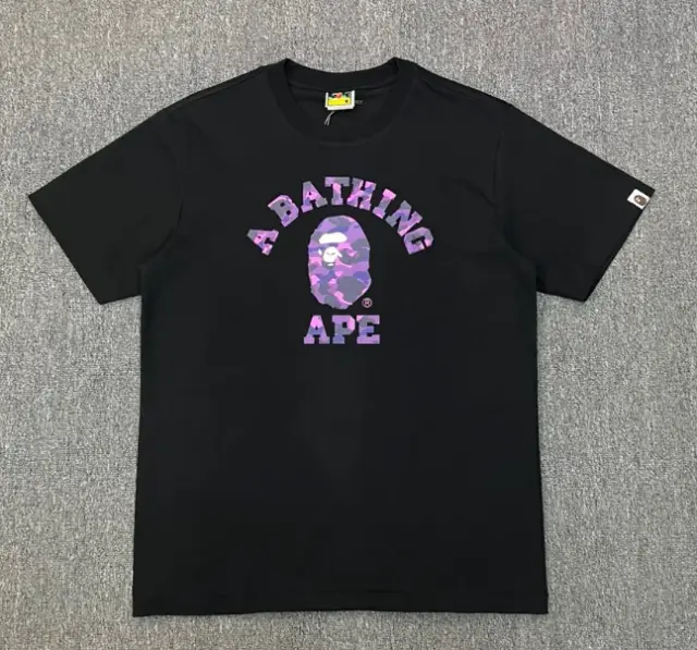 A Bathing Ape Purple Camo College T-Shirt Black