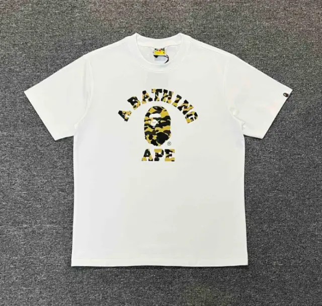 A Bathing Ape Yellow Camo College T-Shirt White
