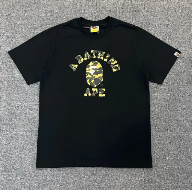 A Bathing Ape Yellow Camo College T-Shirt Black
