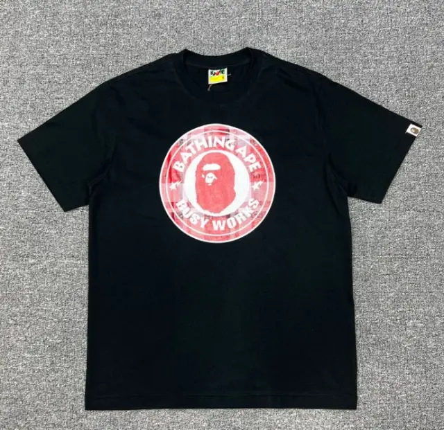 A Bathing Ape Busy Works Plaid Logo T-Shirt Black
