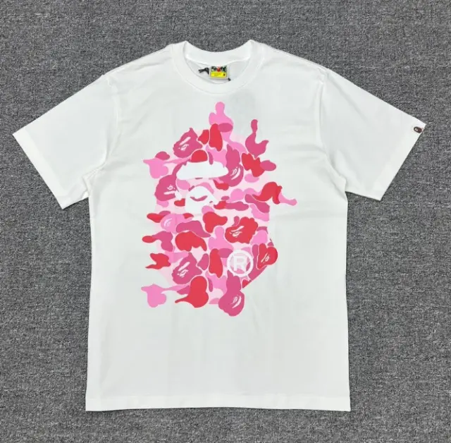 A Bathing Ape Pink Camo Ape Head T-Shirt White
