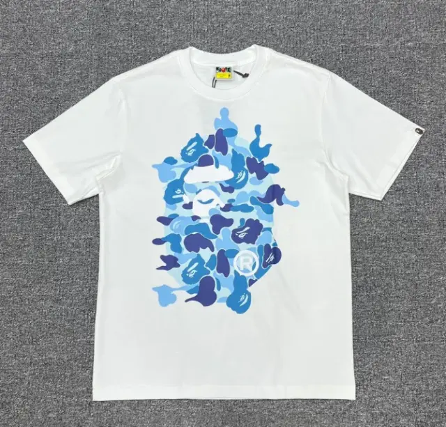 A Bathing Ape Blue Camo Ape Head T-Shirt White