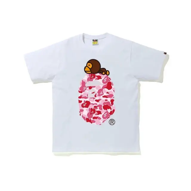A Bathing Ape Baby Milo Pink Camo Ape Head White T-Shirt