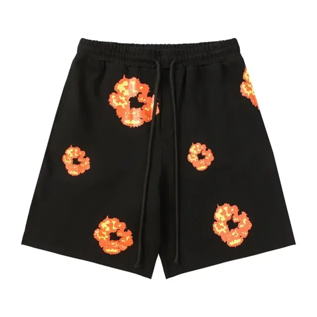 Black Fire Explosion Print Shorts