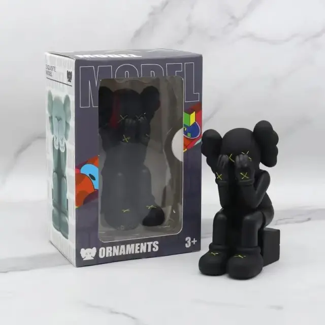 KAWS Companion Seated Figurine with Box Black