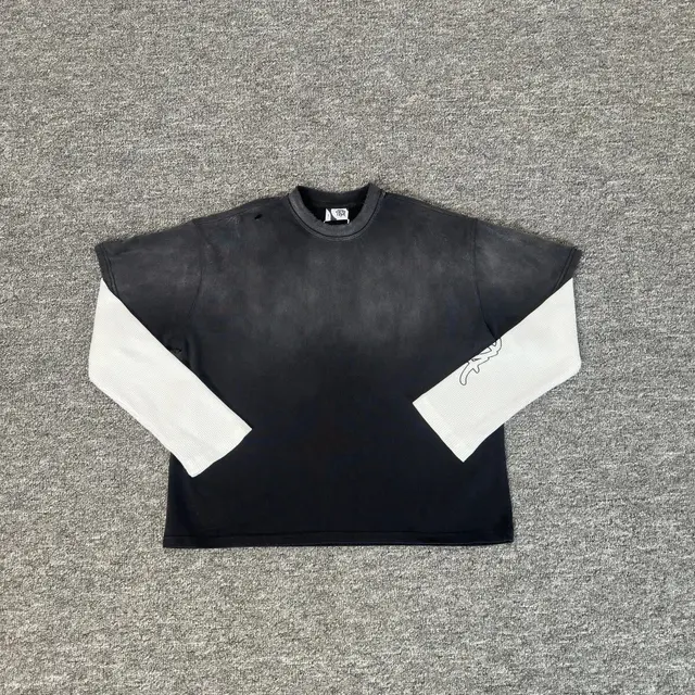 Layered Long Sleeve T-Shirt Black White