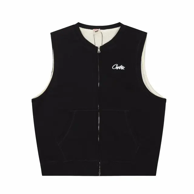 Corteiz Script Zip Vest Black