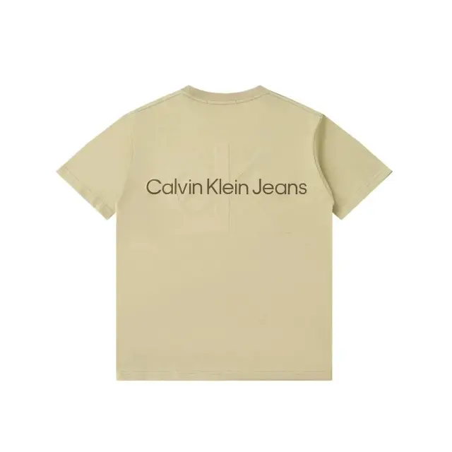 Calvin Klein Jeans Embossed Monogram Back Logo T-Shirt Beige
