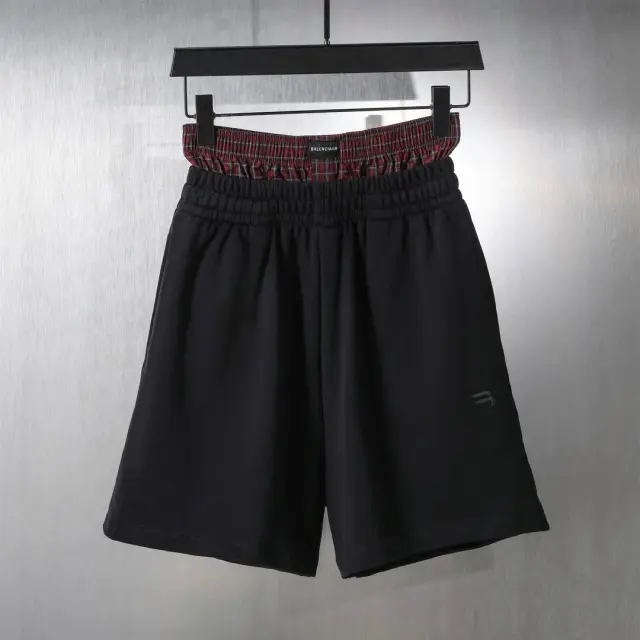 Balenciaga Plaid Boxer Sweatshorts Black