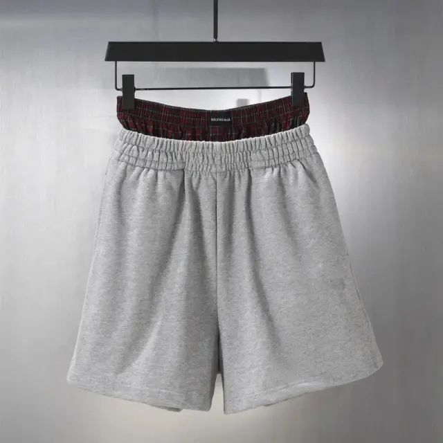 Balenciaga Plaid Boxer Sweatshorts Heather Grey