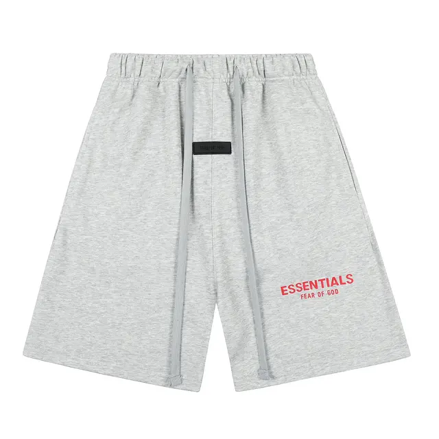 Fear of God Essentials Logo Sweatshorts Heather Grey Red