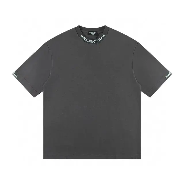 Balenciaga Star Logo Collar T-Shirt Charcoal Grey